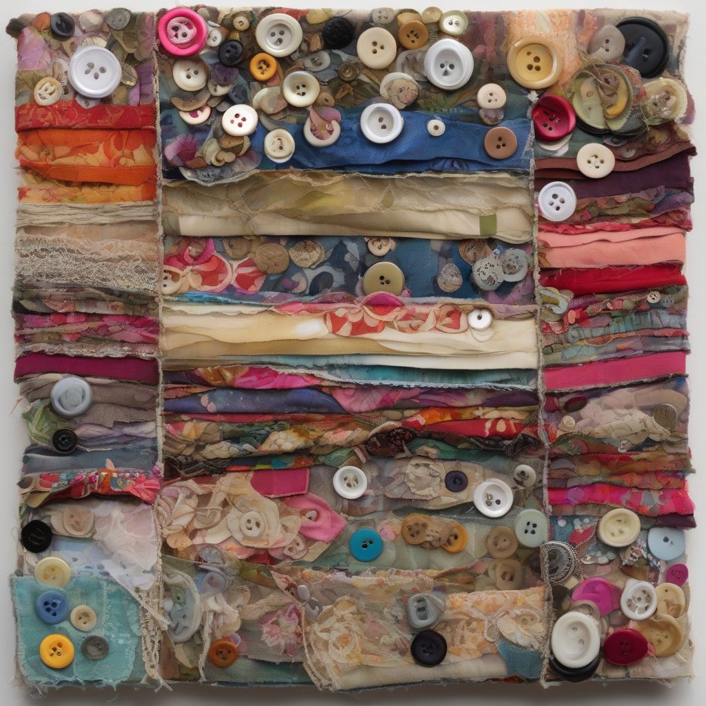 Mixed Media Art with Fabric and Buttons