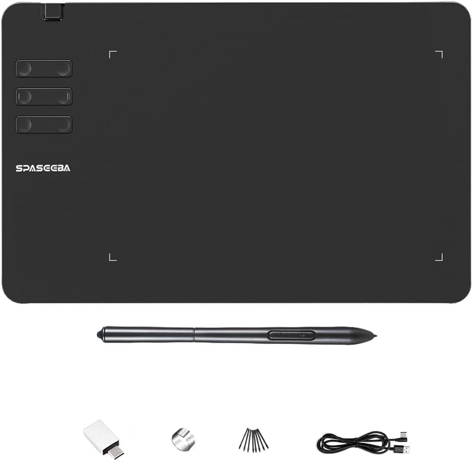 T605 Drawing Tablet 6.7x4 inch Graphic Digital Drawing Tablet with 8192 Pen Pressure 6 Customized Hot Keys Art Tablet for OSU Online Teaching Designing Beginners Work with Mac PC Android