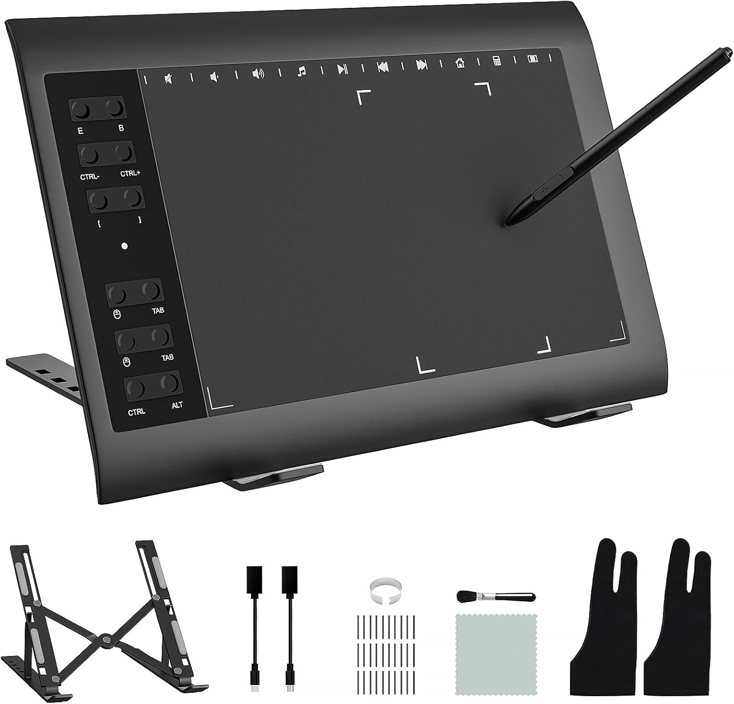 Graphics Drawing Tablet TEROW,10x6 inch Digital drawing tablet with Bracket and 8192 Levels Stylus for PC/Mac/Android 5.0 for Drawing and Online Teaching,Drawing pad drawing borard and Computer tablet