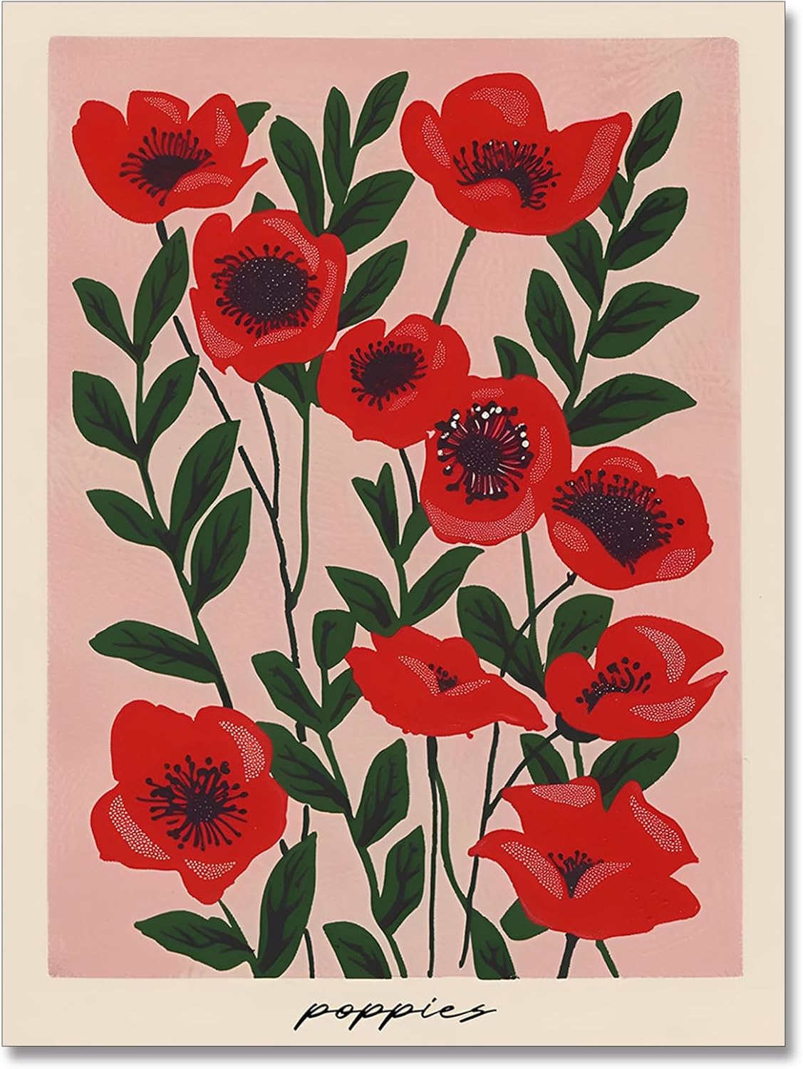Vintage Flower Canvas Wall Art Classical Oil Painting Poppy Poster Landscape Wall Print Abstract Art Pictures Home Decor for Living Room Bedroom 12 x 16 in Unframed
