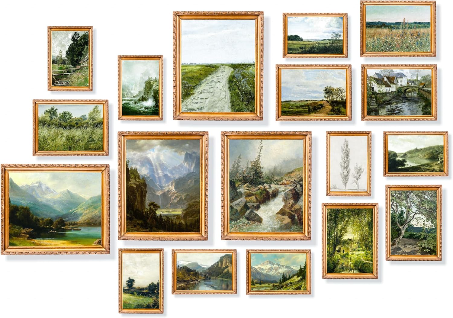 18 PCS Vintage Wall Art Prints, Famous Artist Posters ,Eclectic Room Decor Aesthetic, Rustic Gallery Wall Print,Nature Landscape Painting, French Country Decor Rustic Wall Art, Botanical Boho Wall Decor for Bedroom Dorm (O1)