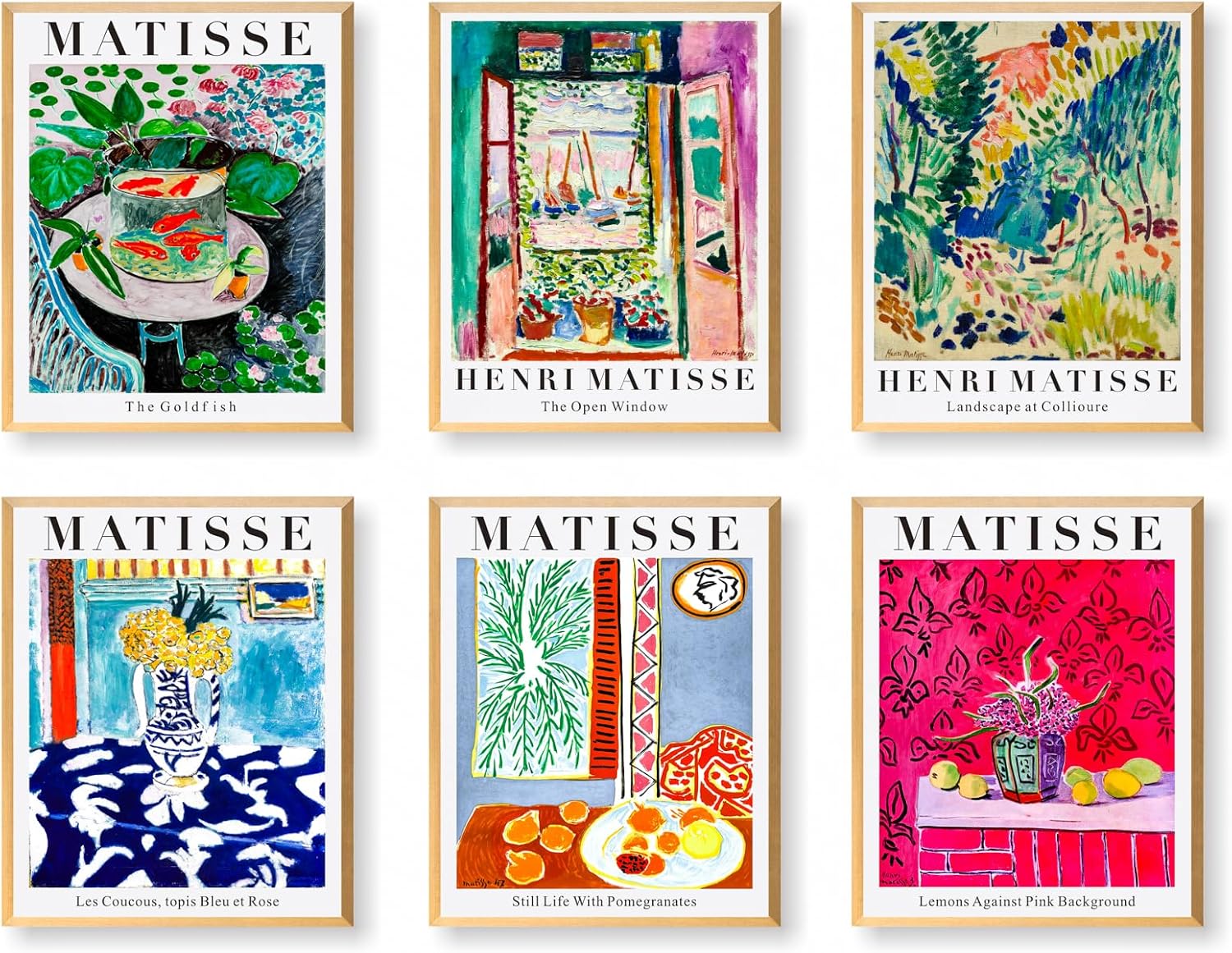 dazongweihan Matisse Wall Art Poster, Matisse Prints, Aesthetic Posters Wall Art,Boho Art Prints,Mattise Art, Summer Matisse Art Print,8x10in, Unframed, Set of 6 (P)