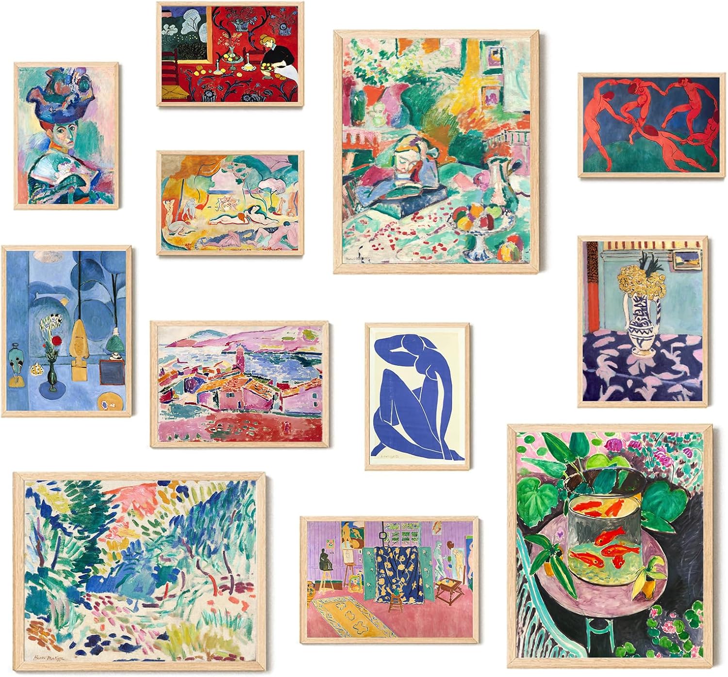Matisse Wall Art Prints, Matisse Canvas Wall Art Decor, Vintage Eclectic Wall Posters Set, Colorful Matisse Abstract Painting Wall Decor Aesthetic for Bedroom Living Room Collage Decor 12Pcs(Unframed)