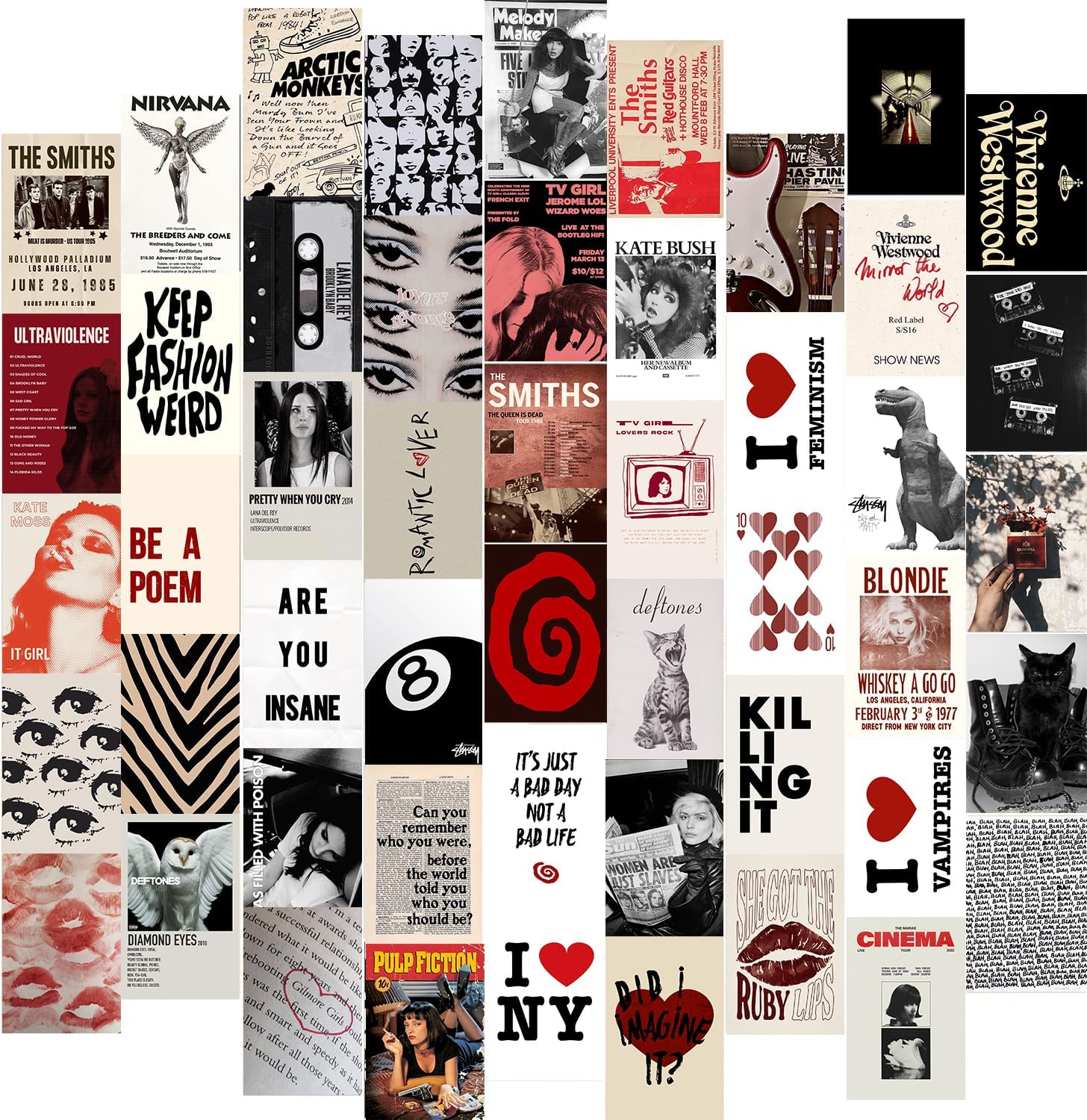 50Pcs Downtown Girl Room Decor, Y2k Wall Art Prints for Bedroom, Coquette Wall Collage Kit for Room Aesthetic, 4