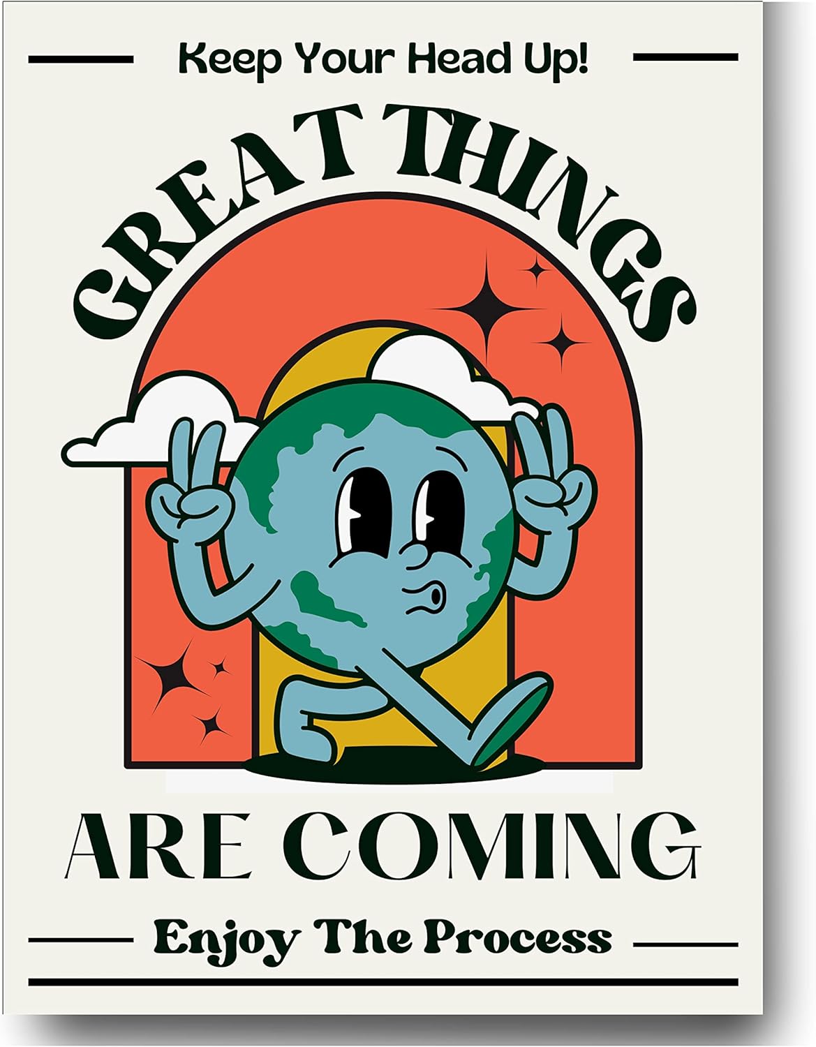 Retro Poster Wall Art Print, Positive Quote Funny Motivational Inspirational That Girl Room Decor Aesthetic For Teen Girls , College Apartment Dorm Bedroom, Cute Trendy Wall Decor, 60s 70s 80s Poster